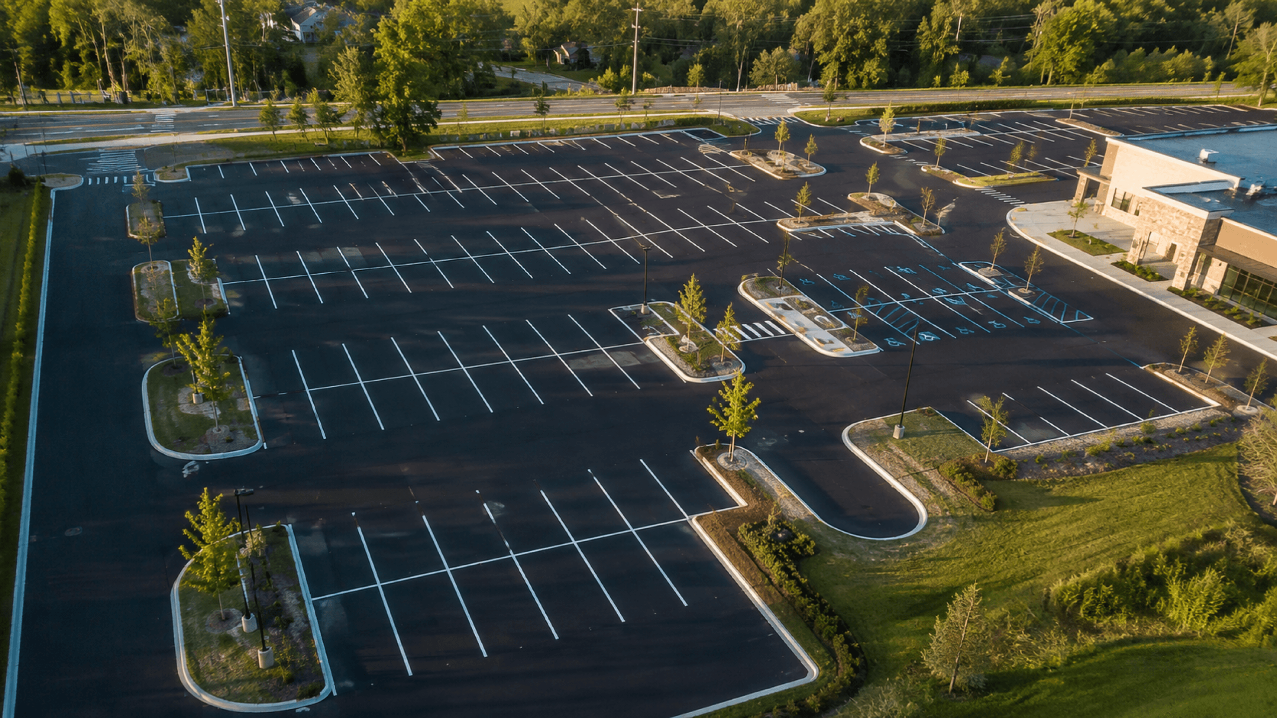 Aerial view of a commercial lot in Framingham
